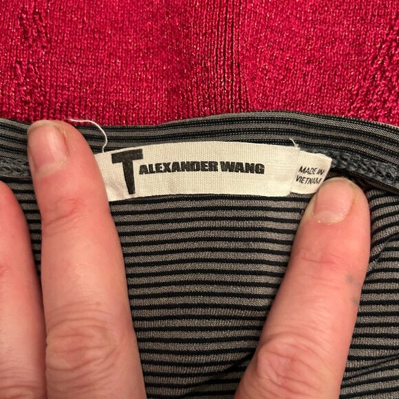 Alexander Wang Striped Scoop Neck with Pocket - SZ: XL - Picture 3 of 4